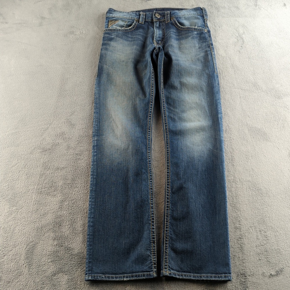 Silver Jeans 32x34 Blue Faded Grayson‎ Straight Contrast Thick Stitch 925 Series